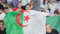 طفل يحمل علم الجزائر خلال لقاء بالإمارات في 16 أكتوبر 2023 (وليد زين/أناضول)