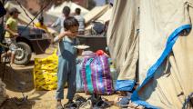 أطفال مغاربة في مخيم بعد زلزال المغرب (فاضل سنّا/ فرانس برس)