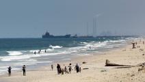 سفن أميركية خلال العمل على ميناء غزة العائم 6 مايو 2024 (Getty)