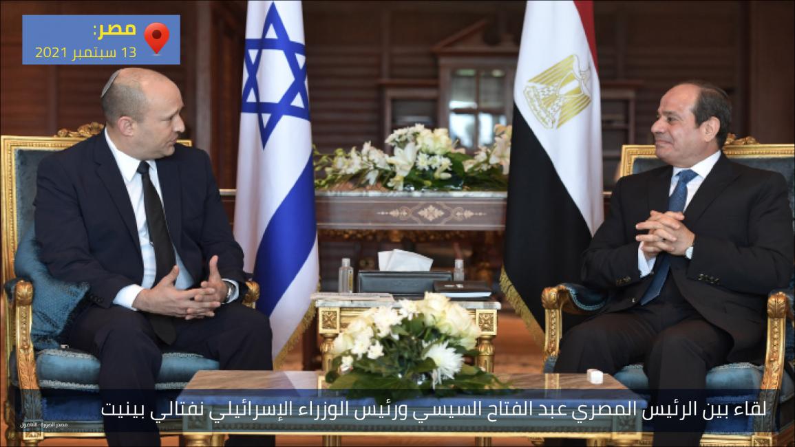 لقاء بين الرئيس المصري عبد الفتاح السيسي ورئيس الوزراء الإسرائيلي نفتالي بينيت