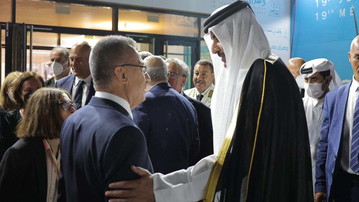 أمير قطر الشيخ تميم بن حمد آل ثاني، ونائب الرئيس التركي فؤاد أوقطاي (باريش اورال/الاناضول)