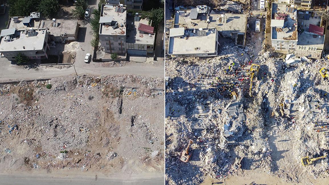 صور تظهر المناطق التي تعرضت للزلزال في تركيا منذ ستة أشهر مقارنة مع وضعها الحالي (Getty/Sercan Kucuksahin-Volkan Kasik)