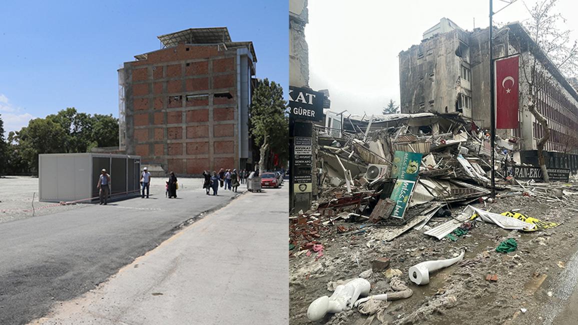 صور تظهر المناطق التي تعرضت للزلزال في تركيا منذ ستة أشهر مقارنة مع وضعها الحالي (Getty/عزة مازي - عمر فاروق سلمان)