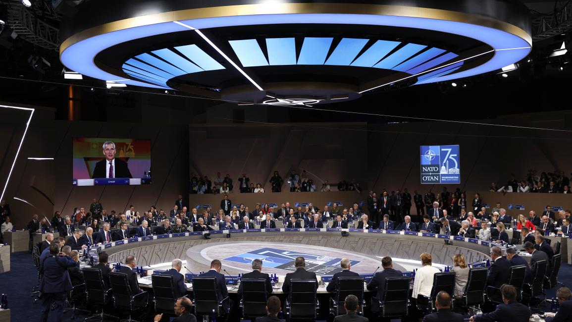 اجتمع قادة الناتو في واشنطن لمناقشة الاستراتيجيات والالتزامات المستقبلية والاحتفال بالذكرى الـ 75 لتأسيس الحلف (Getty 11/7/2024)