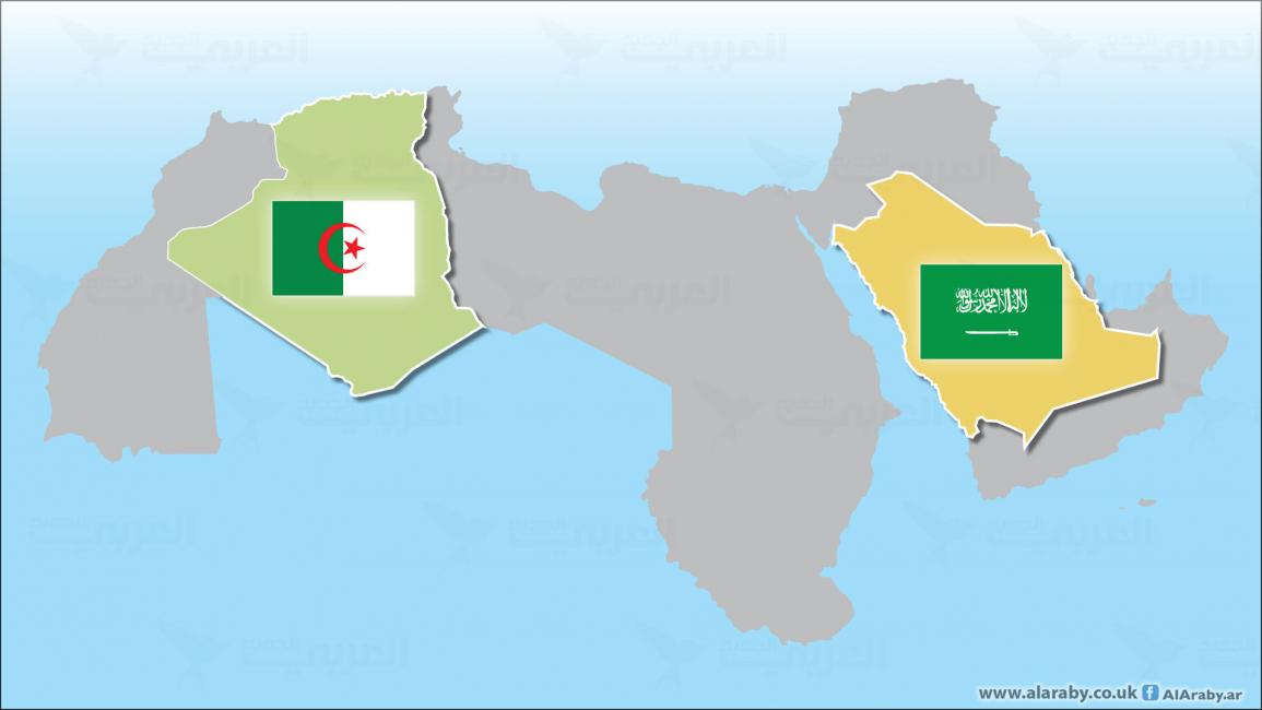 خريطة السعودية والجزائر