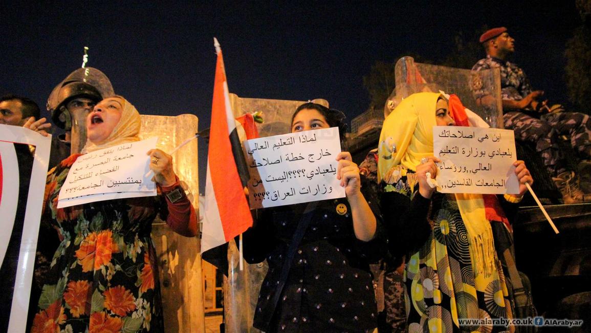 مظاهرات شهدتها بغداد ليلة السبت بالقرب من المنطقة الخضراء