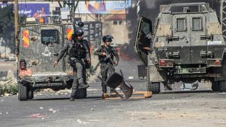 جنود الاحتلال قرب حوارة في نابلس، 13-10-2023 (Getty)