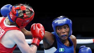 الملاكمة النيجيرية، سينثينا تيميتايو  في أولمبياد طوكيو 2020، 6 أغسطس/آب 2024 (Getty)