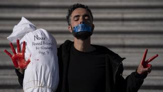 خلال تظاهرة مناصرة للفلسطينيين في واشنطن، 8 نوفمبر 2023 (مصطفى باسم/ الأناضول)