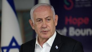 نتنياهو خلال مؤتمر صحافي في تل أبيب، 8 يونيو 2024 (Getty)