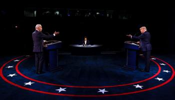 مناظرة انتخابية بين بايدن وترامب في انتخابات 2020 (Getty)