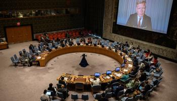 غروندبرغ خلال حديث سابق عن اليمن بمجلس الأمن، 15 أغسطس 2022 (فرانس برس)