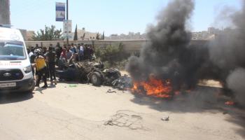 انفجار سيارة مفخخة في عفرين ومقتل ضابط معارض/الدفاع المدني/فيسبوك
