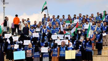 وقفة تضامنية مع غزة للمنظمات الإنسانية في شمال غرب سورية (فيسبوك)