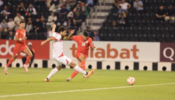 من مباراة منتخب فلسطين ضد منتخب لبنان في التصفيات الآسيوية اليوم (الاتحاد الفلسطيني لكرة القدم)