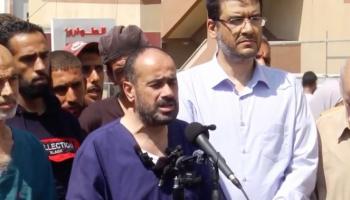 مدير مجمع الشفاء في غزة محمد أبو سلمية بعد الإفراج عنه (لقطة شاشة)