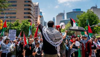 متظاهرون متضامنون مع الفلسطينيين في أوستن، تكساس، 19 مايو 2024 (براندون بيل/Getty)