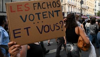 تظاهرة ضد اليمين المتطرف في فرنسا، ليون 10 يونيو 2024 (Getty)