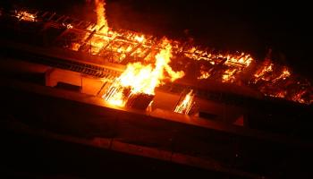 حريق في مجمع سكني في مدينة إربيل 13 يونيو 2024 (أحسان محمد أحمد أحمد/الأناضول)