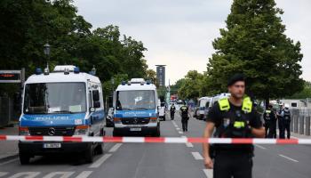 الشرطة خارج منطقة المشجعين ببرلين، 14 يونيو 2024 (Getty)