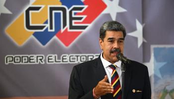 مادورو يلقي خطابا حول الانتخابات الرئاسية المقبلة، 20 يونيو (فرانس برس)