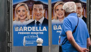 ملصقات الانتخابات التشريعية الفرنسية، 30 يونيو 2024 (Getty)