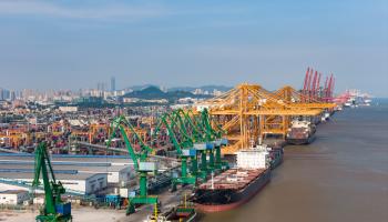 أرصفة الشحن في منطقة ميناء شيامن هايكانغ الجمركية في الصين، 21 يونيو 2024 (Getty)