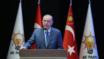 أردوغان خلال كلمته أمام العدالة والتنمية بأنقرة، 5 أغسطس (الأناضول)