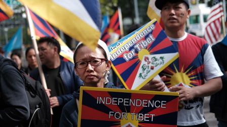 تظاهرة في نيويورك تطالب باستقلال التبت عن الصين، 1 أكتوبر 2019 (Getty)