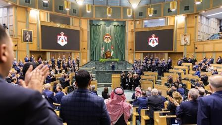ملك الأردن يتحدث خلال افتتاح الدورة الثانية للبرلمان الأردني، 13 نوفمبر 2022 (Getty)