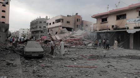 من قصف إسرائيلي على حي الشجاعية 8 أكتوبر 2023 (Getty)