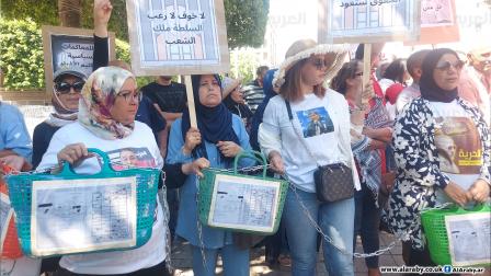 مسيرة احتجاجية في تونس للمطالبة بإطلاق سراح المعتقلين السياسيين، 25 يوليو 2024 (العربي الجديد)