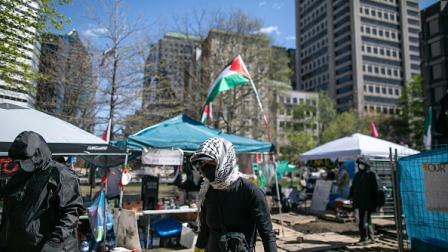 مخيم مؤيد للفلسطينيين في جامعة ماكغيل الكندية، 7 مايو 2024 (الأناضول)