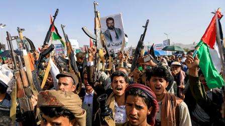 خلال مسيرة لأنصار الحوثيين في صنعاء، 31 مايو 2024 (فرانس برس)