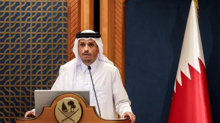 رئيس الوزراء القطري خلال زيارة بلينكن إلى الدوحة، 12 يونيو 2024 (كريم جعفر/فرانس برس)