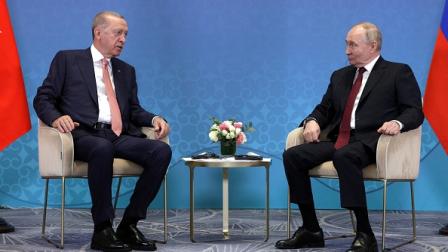 بوتين يلتقي أردوغان في قمة منظمة شنغهاي، 3 يوليو 2024 (فرانس برس)