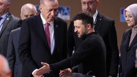 أردوغان وزيلينسكي في قمة الناتو بالعاصمة الأميركية واشنطن - 11 يوليو 2024 (Getty)