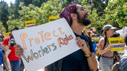 احتجاج طلابي في حرم جامعة كاليفورنيا، سان فرانسيسكو، 17 يوليو 2024 (توماس ساوانو/ Getty)